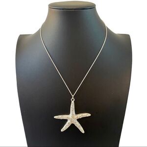 Sparkly Starfish Necklace on Silver Toned Chain.